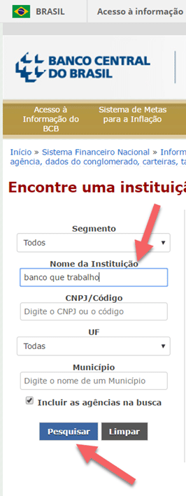 Busca de instituição