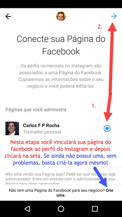 Conclusão da conversão e vinculação com página do Facebook