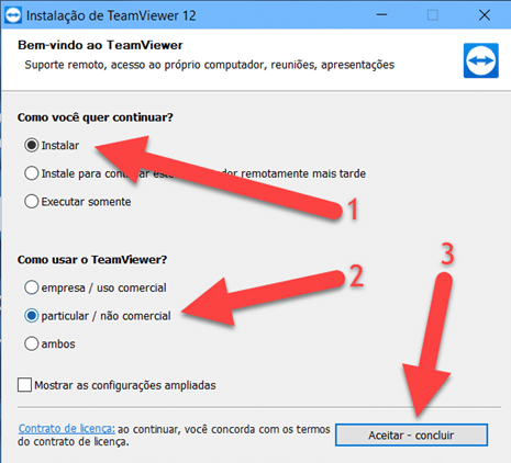 Opções de instalação TeamViewer