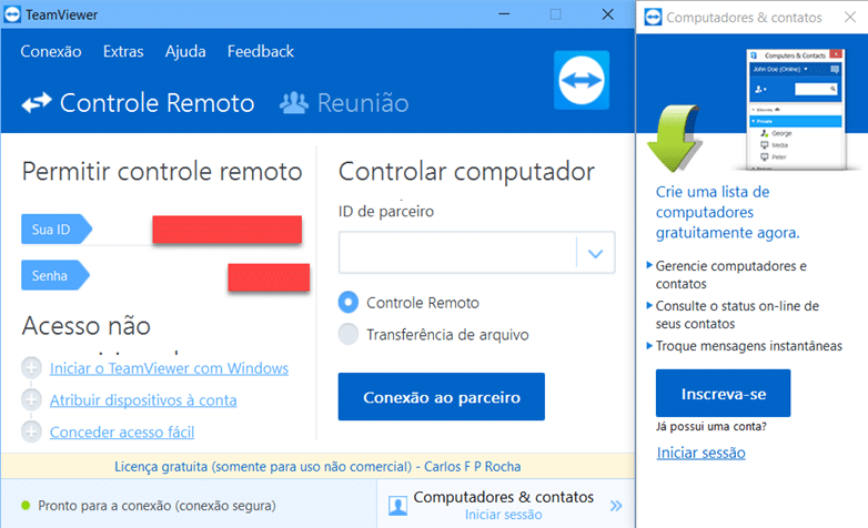 Tela de dados e trabalho